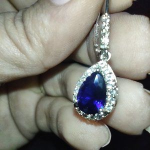 Sterling Silver Lab Created Blue and White Sapphire Set